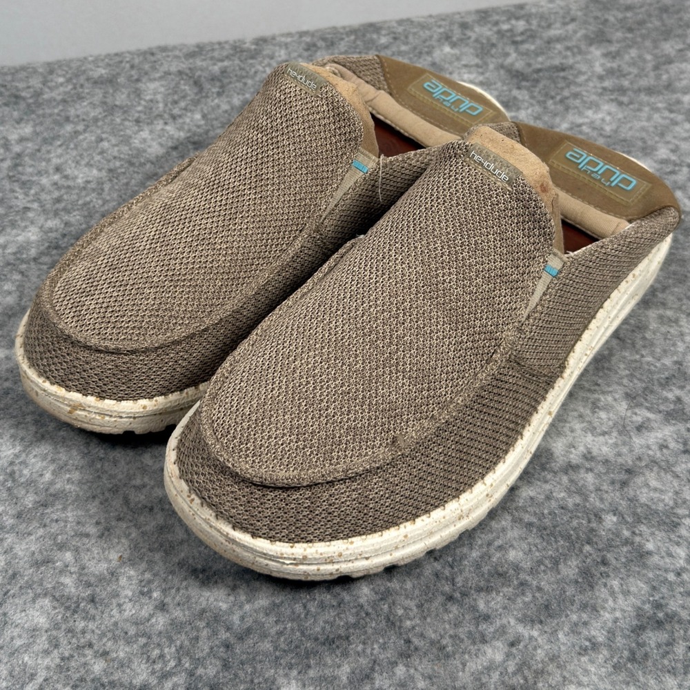 Hey Dude Shoes x Johnnie-O Mens 8 Tan Brown Knit Slip On Loafers Speckled Sole